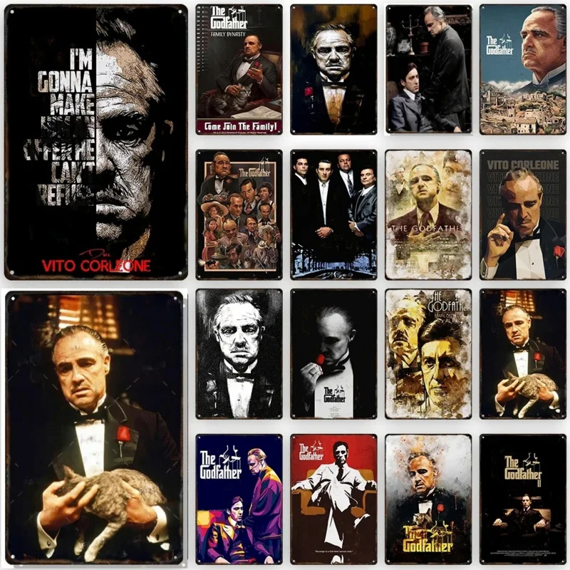 The Godfather Movie Vintage Metal Signs Decor Print Cinema Living Room Wall Art Decoration Plaque for Bar Club