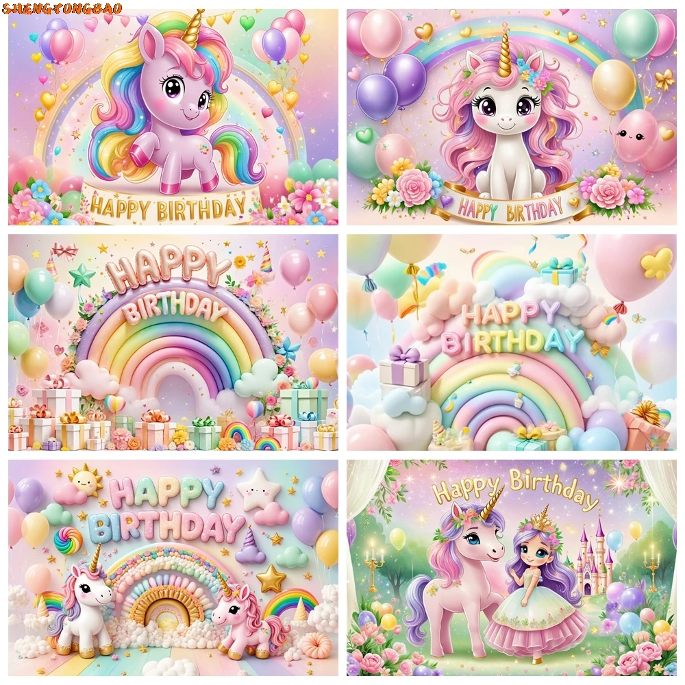 

Rainbow Unicorn Mermaid Photography Backdrops Baby Birthday Party Decoration Photocall Background Girl Boy Photobooth
