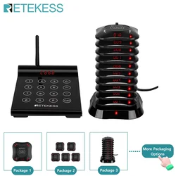Retekess TD164 Không Dây Phân Trang Hàng Đợi Hệ Thống Nhà Hàng Pager Còi 10 Coaster Thu Bộ Bàn Phím Tắt Tiếng Giáo Hội Y Tế