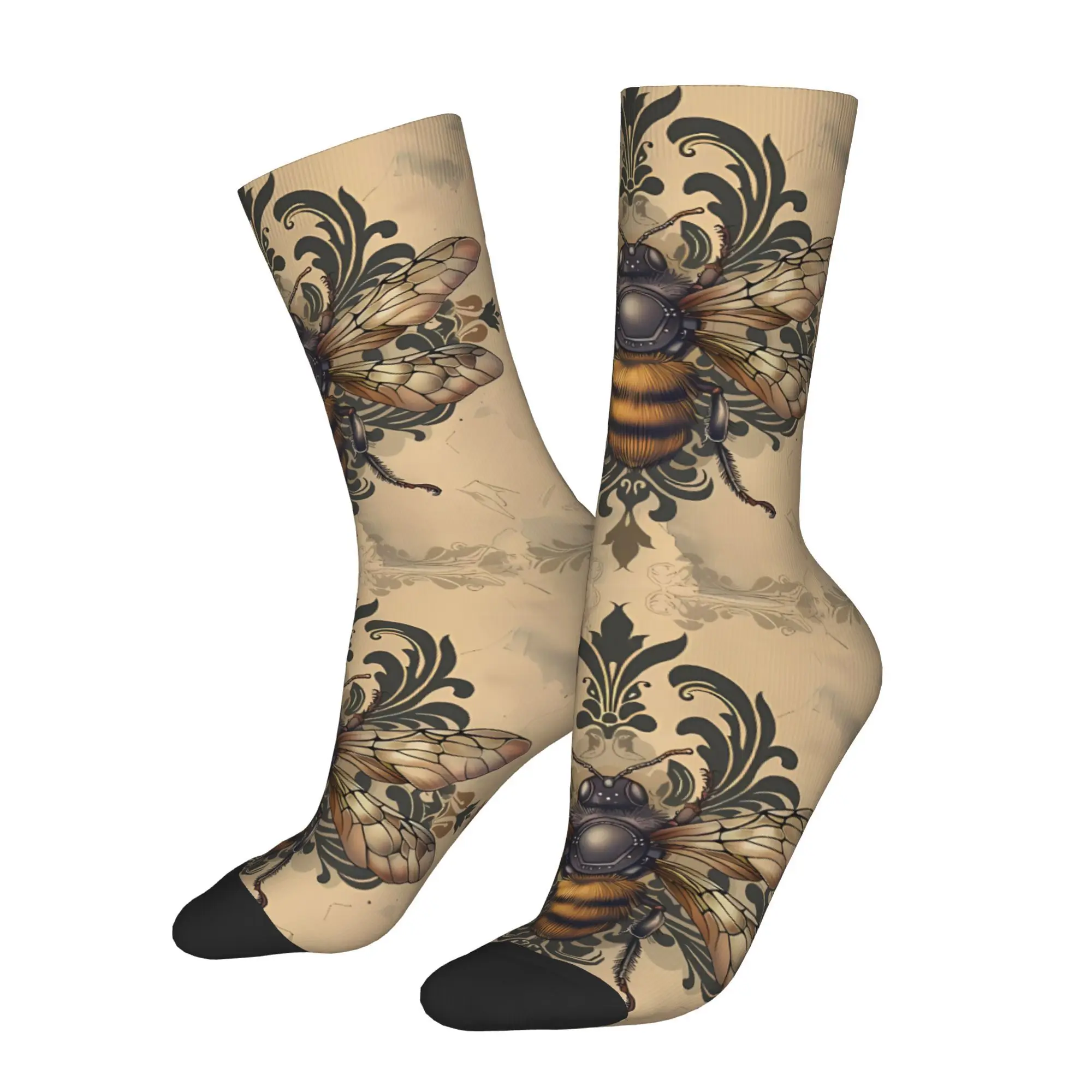 

Funny Happy Men's Socks Bee Master Vintage Harajuku Hip Hop Seamless Crew Sock Gift Pattern Printed