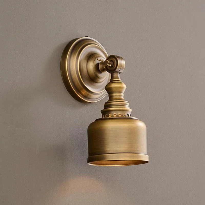 

2025 New Vintage Full Copper Wall Lamp - Creative and Simple Lighting for Luxury Bedroom Background Wall Decoration