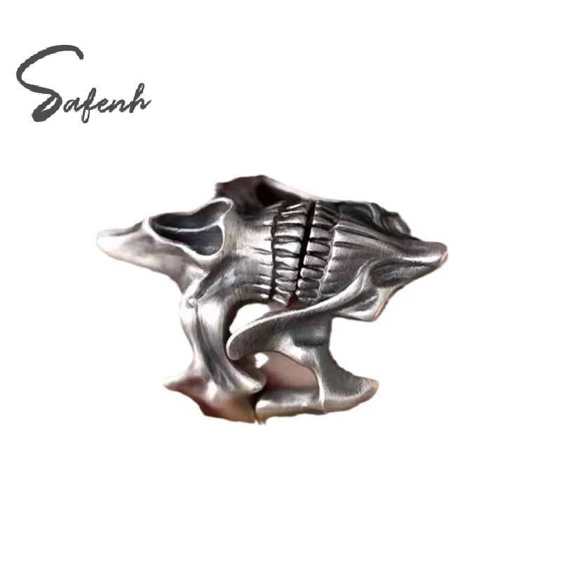 Vintage Gothic Skull Mask Rings Personality Skull Mask Design Layered Finger Rings Set For Women Men Creative Punk Rings