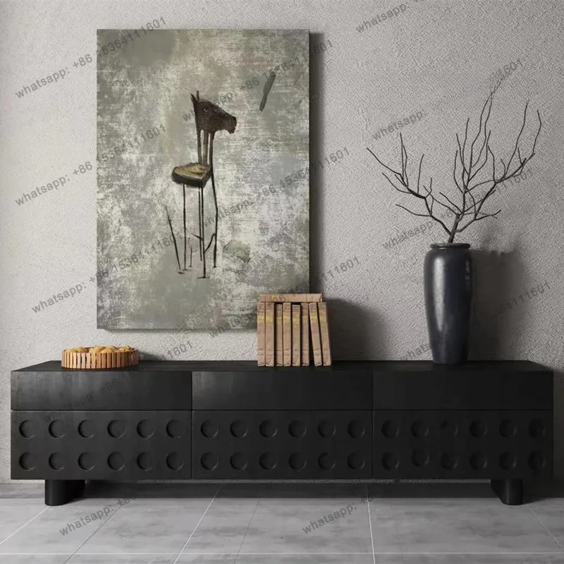 

Italian Nordic TV Cabinet Living Room Locker Medieval Retro Wind Floor Cabinet Villa Model Room Decorative Cabinet