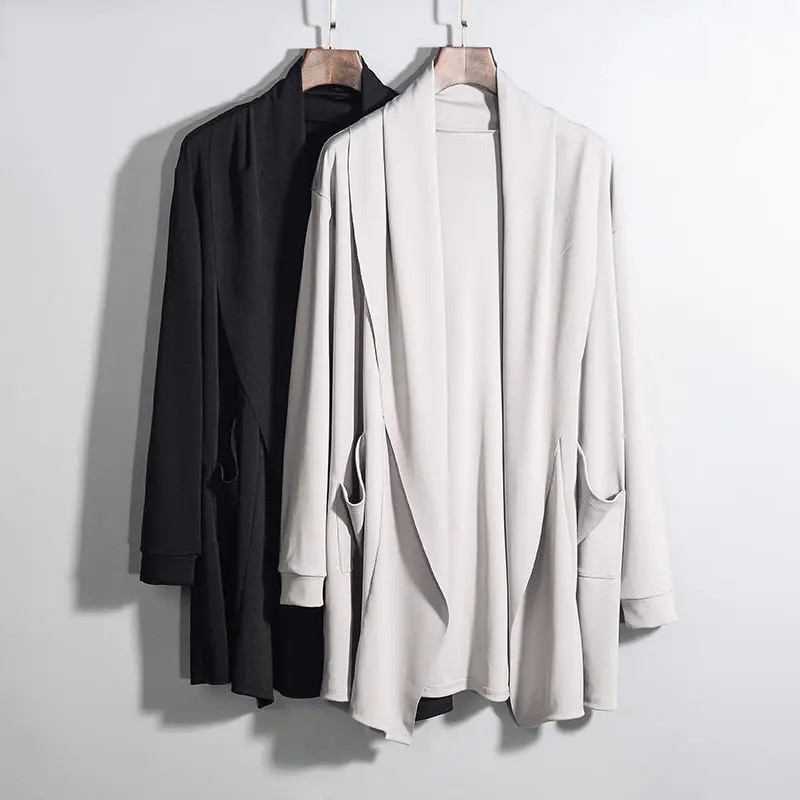 

k Series Men's Medium-Length Thin Windbreaker Spring Autumn Casual Hoodie Outerwear Modern Sle Turn-down Collar Coat