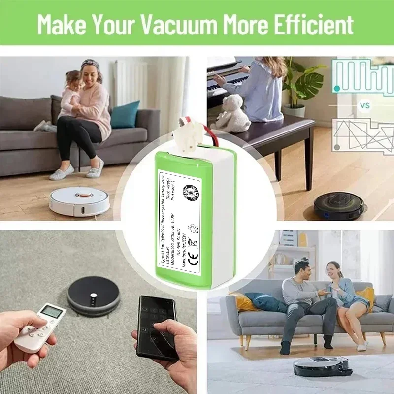 4S1P 14,4 V, batterie Lithium-ion Rechargeable, 2800 mAh ~ 12800 mAh, adaptée aux aspirateurs et aux aspirateurs robots Li-ion