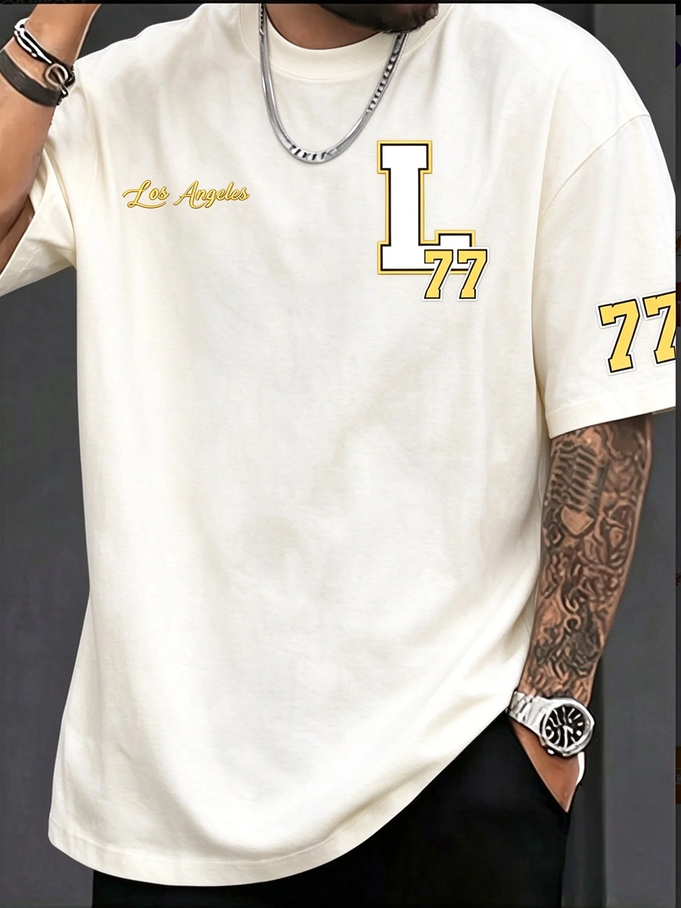 2026 New Los Angeles 77 Family Matching Unisex Oversized TShirt Varsity Number Graphic Streetwear Casual Short Sleeve Tops