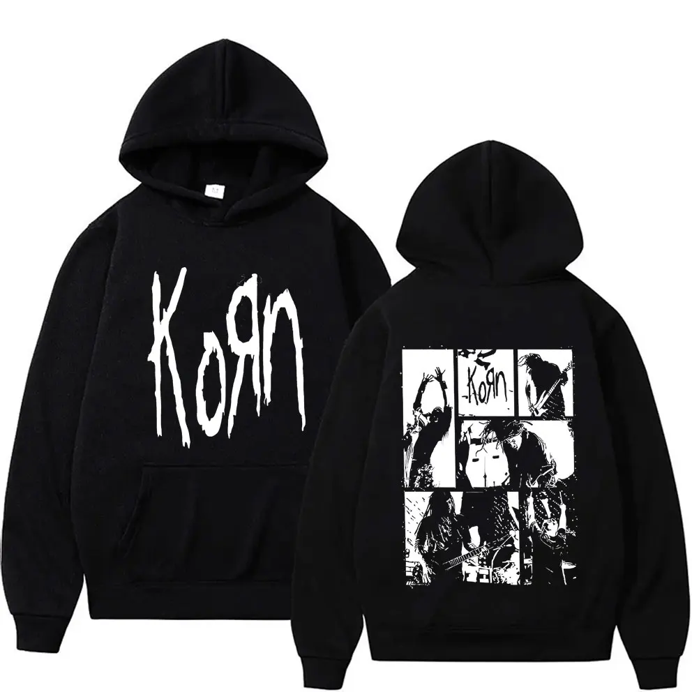 Alternatieve Nu Metal Rock Band Korn Dubbelzijdige Grafische Hoodie Mannen Gothic Vintage Pullover Trainingspak Mannelijke Fleece Katoenen Hoodies