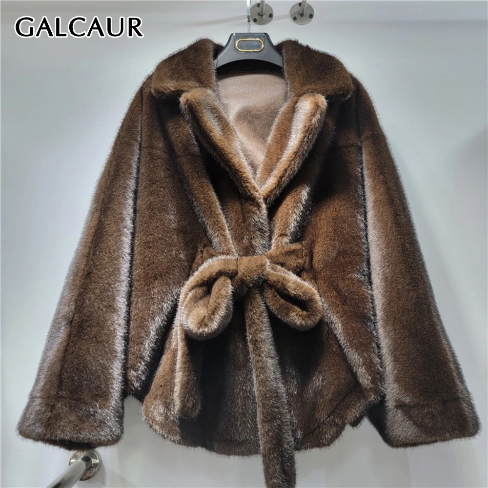 

GALCAUR однотонная базовая куртка на шнуровке, женская свободная повседневная куртка с лацканами и длинными рукавами, осенняя модная стильная новинка