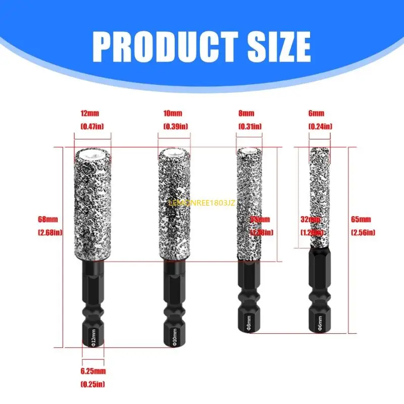 N58C 4pcs Diamantes secos Bits broca 1/4 broca ladrilho hexadecimal para ladrilhos para ladrilhos