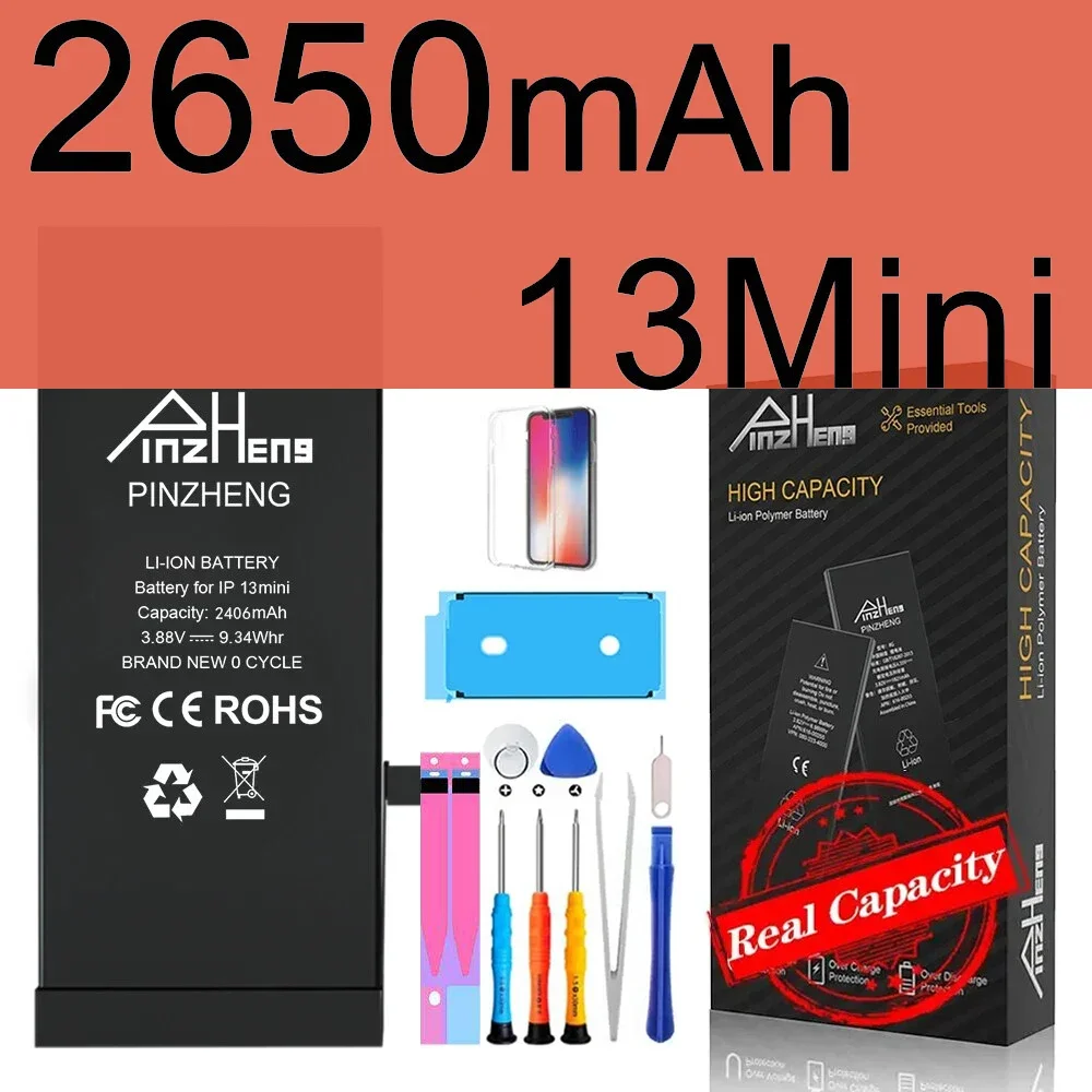 PINZHENG Echte batterij met hoge capaciteit voor iPhone X XR XS Max 12 13 Mini Pro Max 11 Pro Max Vervanging Bateria Garantie Eén jaar