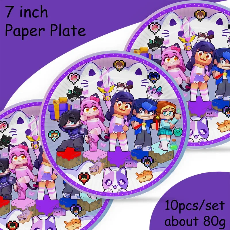 Disney Aphmau Party Supplies Tableware Set Cup Plates Napkins For Kids Birthday Party Decoration Boys and Girls Baby Shower