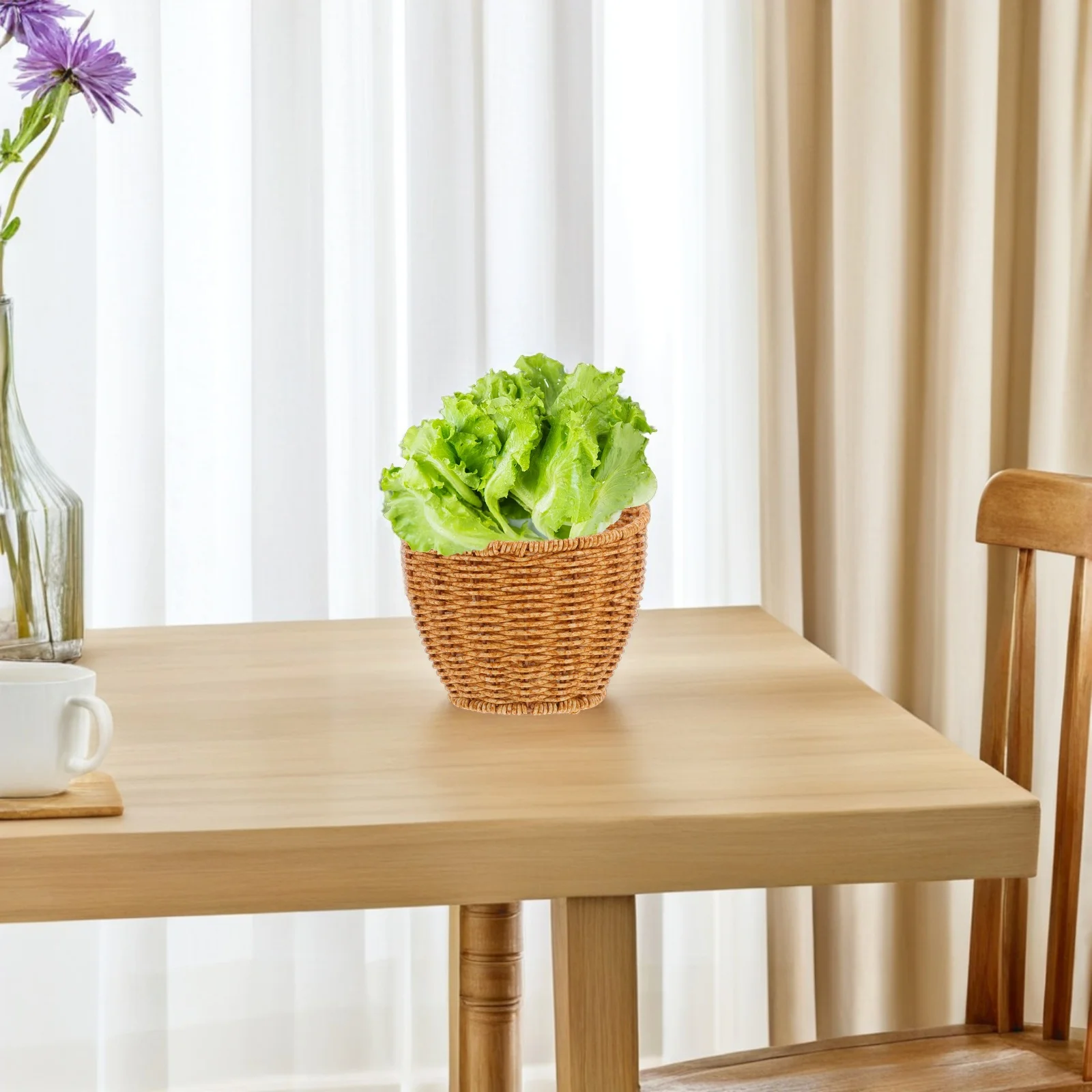 

Mini Woven Fruit Basket Creative Slanted Design Multi-Functional Vegetable Snack Tray for Home Dining Vintage Fruit Tray