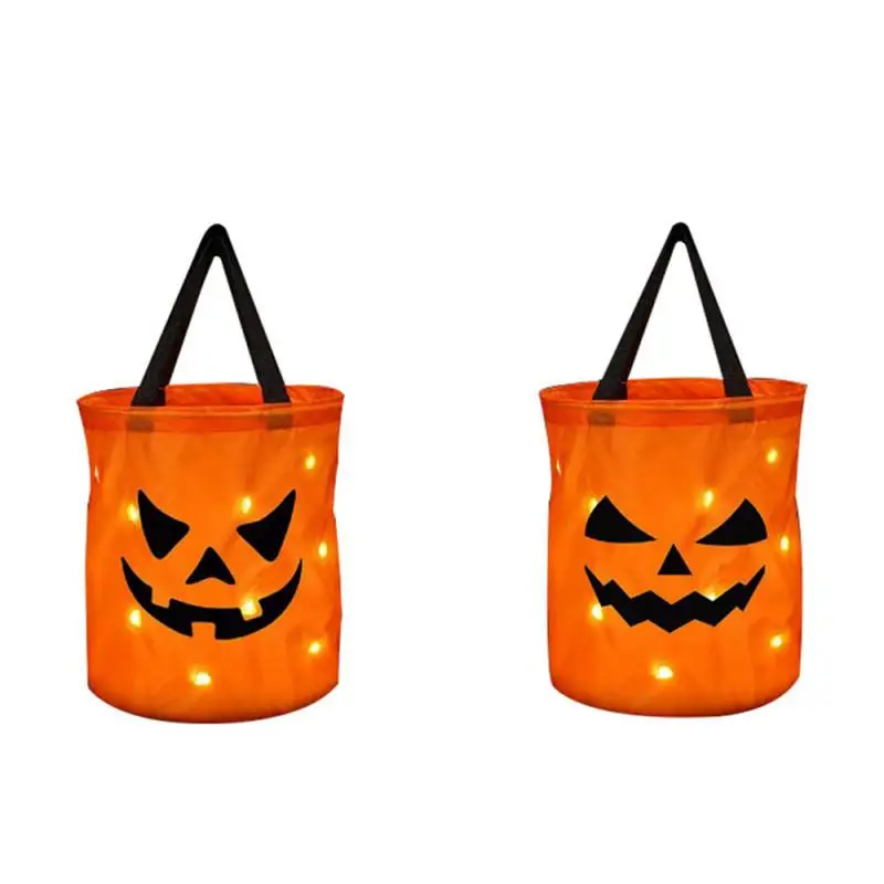 3/2/1PCS Światło LED Halloween Cukierek albo psikus Wiadro Dynia Torebki na cukierki Składany kosz na Halloween na prezent na Święto Dziękczynienia B