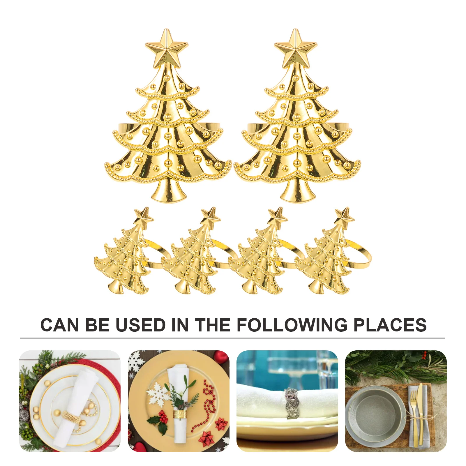 

6Pcs Xmas Napkin Rings Christmas Tree Style Sturdy Metal Napkin Clips for Family Dinner Table Decoration Holiday Party Use