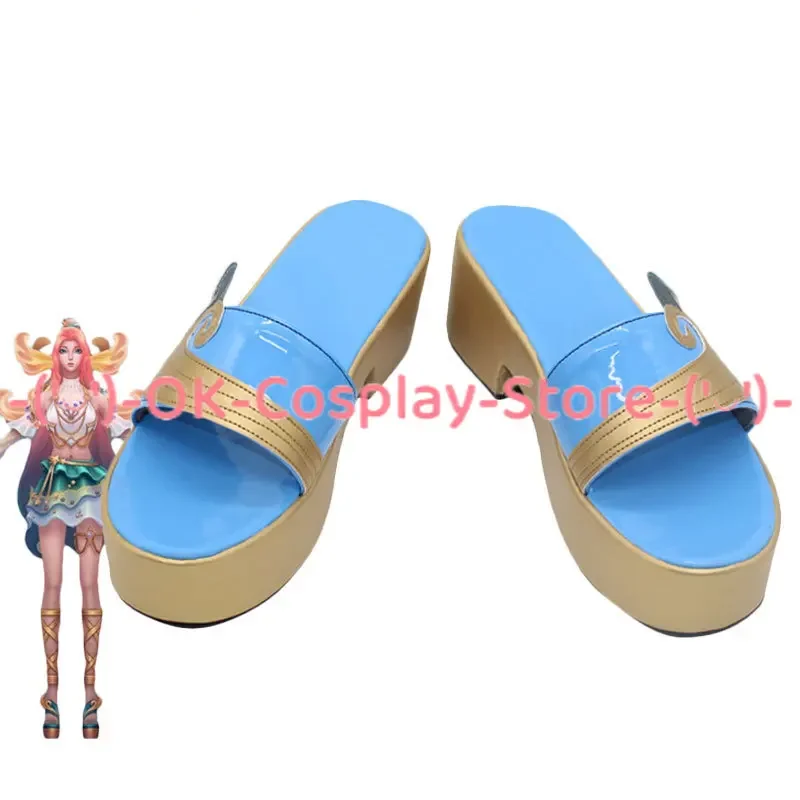 Game LOL Ocean Song Seraphine Cosplay Shoes PU Leather Shoes Halloween Carnival Boots Cosplay Prop Custom Made