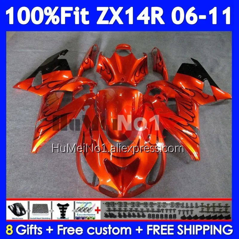 Body For KAWASAKI NINJA ZX New orange 14R ZX14R 06 07 08 09 10 11 227No.26 ZX14 R ZX-14R 2006 2007 2008 2009 2010 2011 Fairing