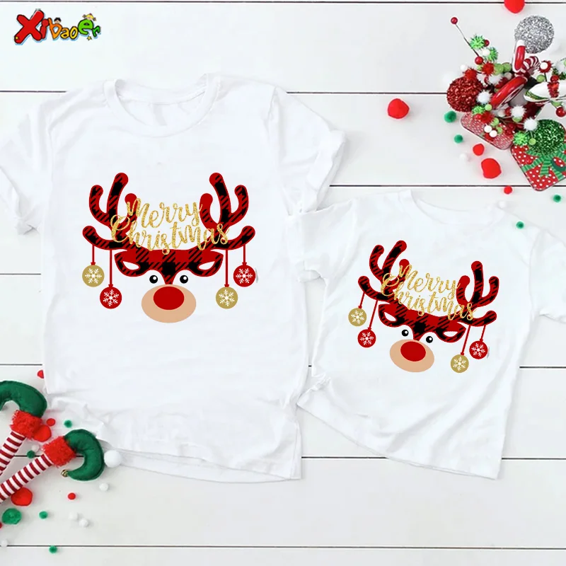 Merry Christmas T Shirt Family Funny Kids T-shirts Boys Baby Girls Children Matching Family Outfits Party Clothes Family Look