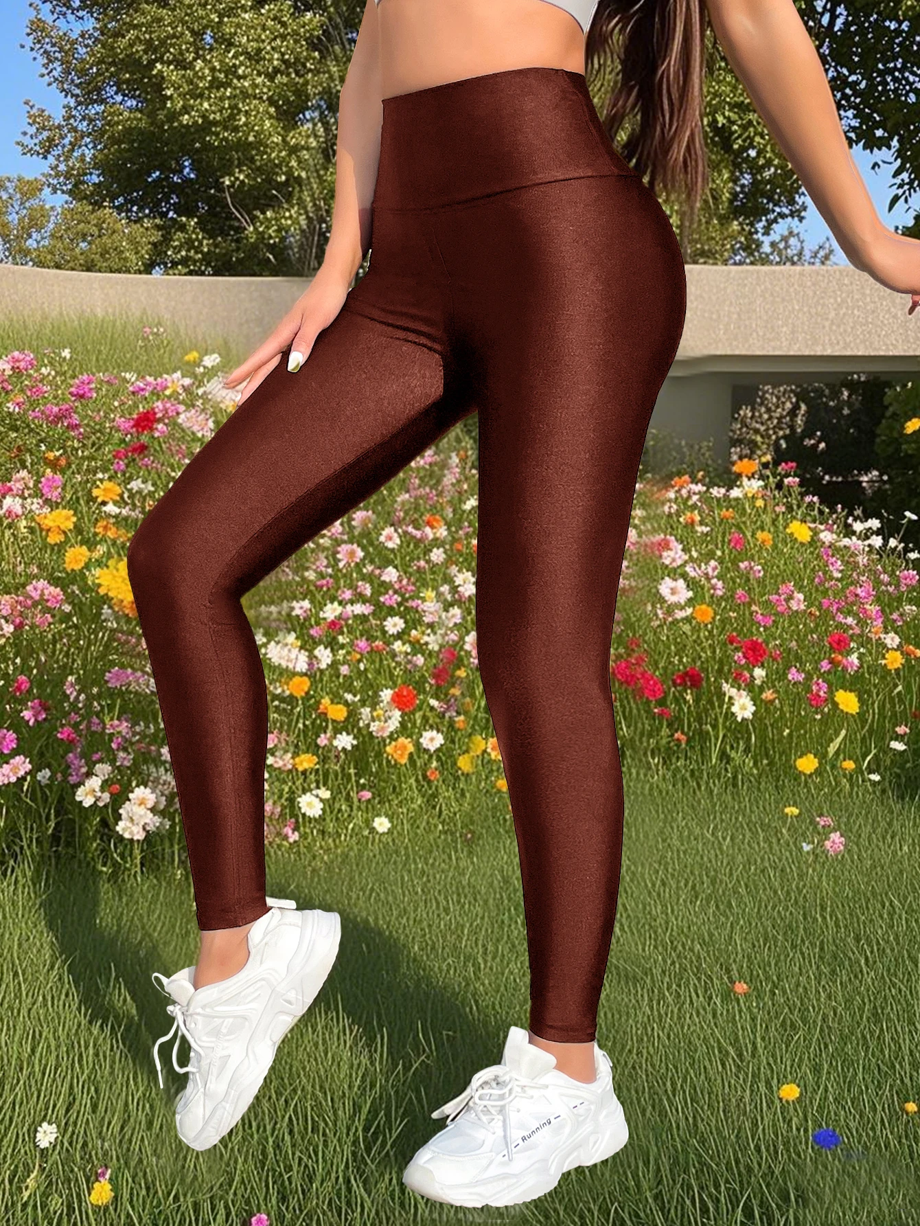 Spring And Summer New Dopamine Colored High Waisted Cropped Pants With High Elasticity Solid Color Tight Leggings For Women