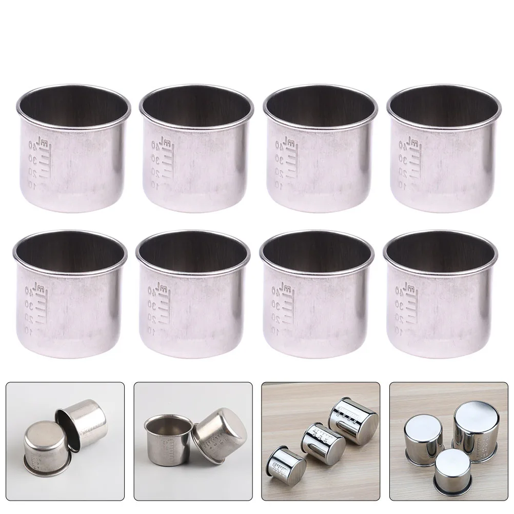 

10pcs 40Ml 304 Stainless Steel Measuring Cup Reusable Lab Tool For Liquid Solid Measurement Laboratory Kitchen Use