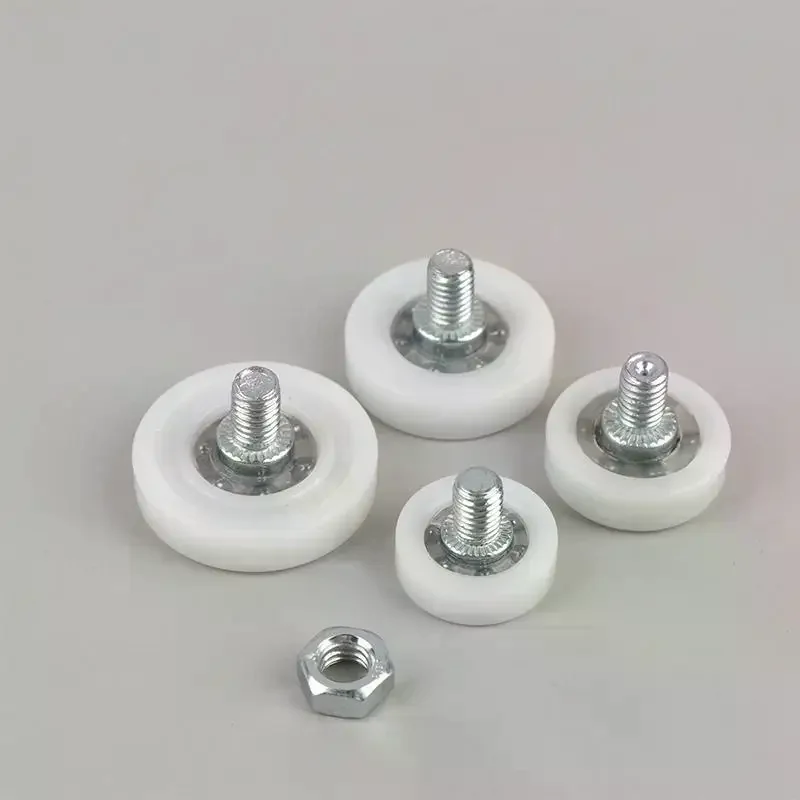 4Pcs Drawer Bearing Pulley with Screw M6 External Thread Durable Smooth Sliding Wheels for Cabinet Furniture Moving