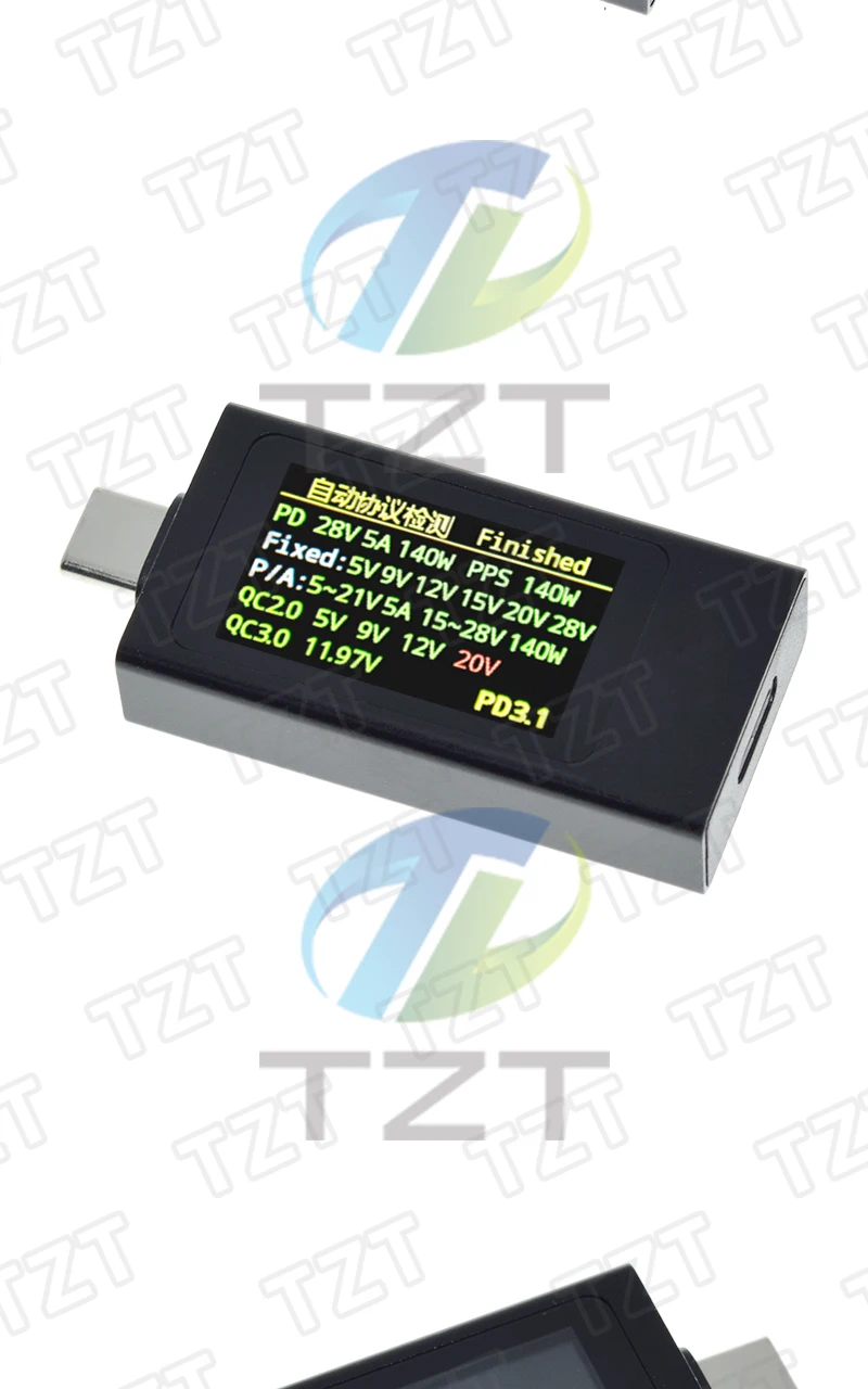 KWS-X1 Typ-C Strom- und Spannungsmonitor DC 4-30V 0-12A Leistungsmesser Tester PD Batteriekapazität Digitaler LCD-Anzeigemesser – Detail 16