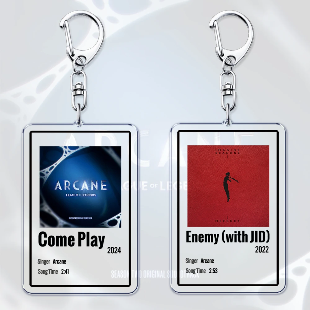 Popular Animation TV Show Arcane Soundtrack Music Keychains for Accessories Bag Keying Jewelry Gamer Game Gaming Fans Gifts