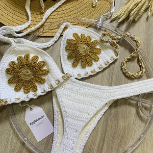 Crochet set of bikinis bikinis female bikini bikini bikini female sexy bikini flower bikini tankini adjustable Brazilian 12 Main Sales Bikini Flower - №11