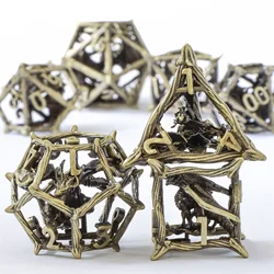 Polyhedral Dragon DnD Set di dadi in metallo per giochi da tavolo, dadi d e d in metallo per regali di dadi Dungeons and Dragons. Dadi di gioco di ruolo