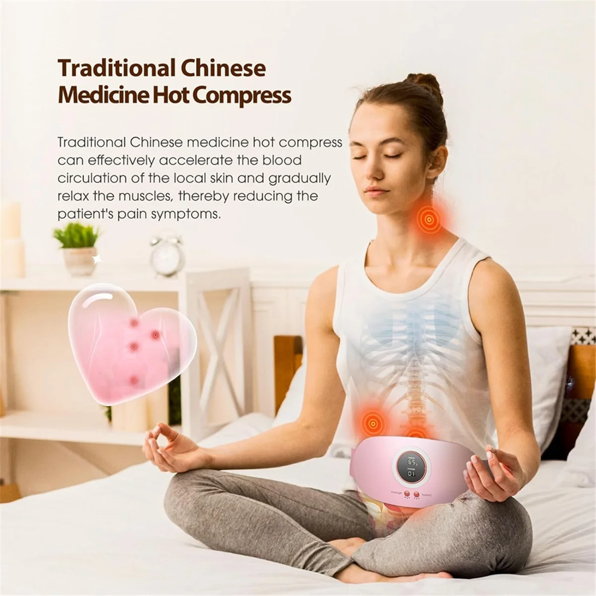 Portable Cordless Heating Pad, Heating Pad for Cramps Pain Relief with 5 Heat Levels and 7 Massage Modes, Heating Pad