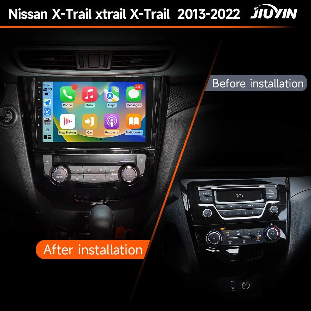 JIUYIN Car Radio For Nissan X-Trail-X-Trail 2013-2020 Multimedia Video Player Navigation Android13 8-cores 4G GPS Head CarPlay