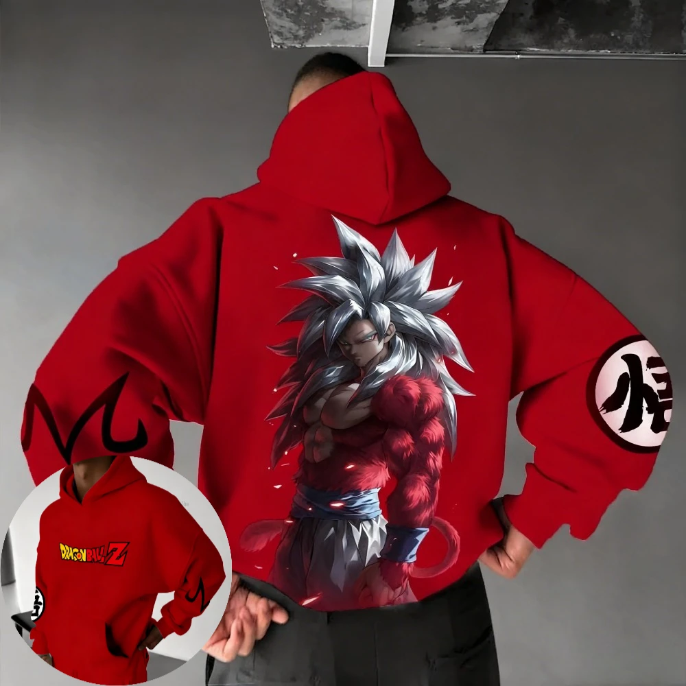 DRAGON BALL Sudadera con capucha para hombre Son Goku Anime Primavera Otoño e Invierno Personalidad para niños Traje de manga larga para padres e hijos