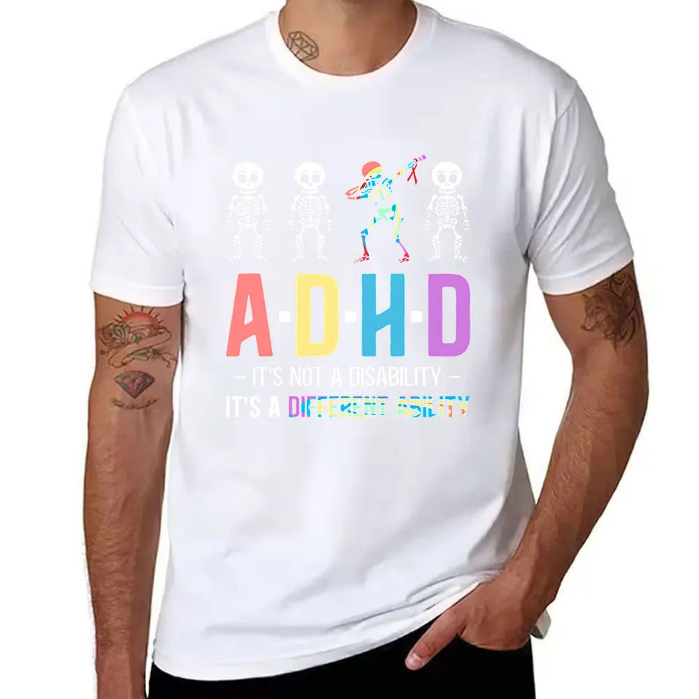 Men's Cotton Short Sleeve T-Shirt ADHD It's Not A Disability It's A Different Ability Graphic Tee