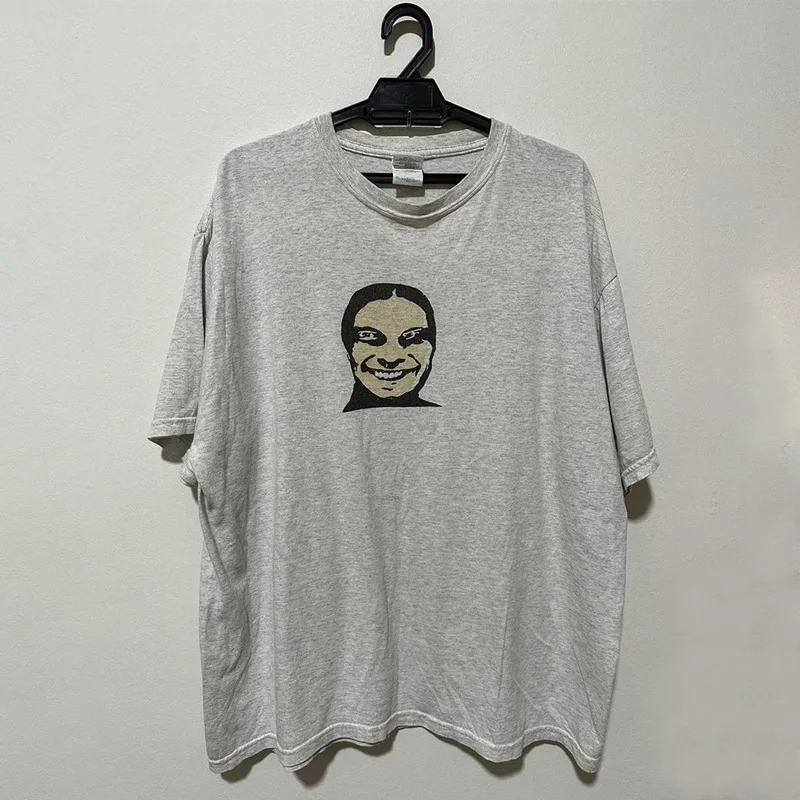 Men\'s T-Shirt Aphex Twin Graphic Cotton Tops Oversized Harajuku Summer Tees Korean Fashion Short Sleeves Y2k Streetwear Clothing
