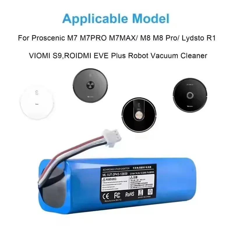 Batería de repuesto 14.4V 12800mAh para robot aspirador Xiaomi Lydsto R1 Pro HD-STYTJ-W03 S1 YM-S1-W03 G2, batería de calidad 5