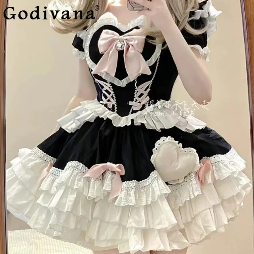 

Cute Japanese Short-sleeved Lolita Summer Dress Atmosphere Sweet Princess Fluffy Sexy Dress