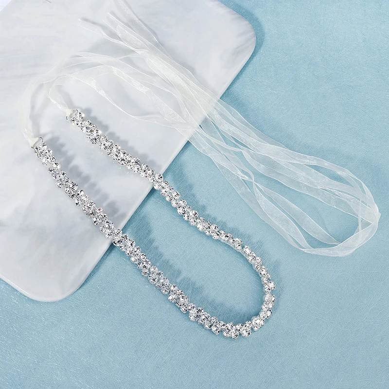 Brokatowy pasek do sukienki księżniczki z kryształkami dla kobiet Moda Sliver Crystal Akcesoria ślubne Prezenty świąteczne dla dziewczyn