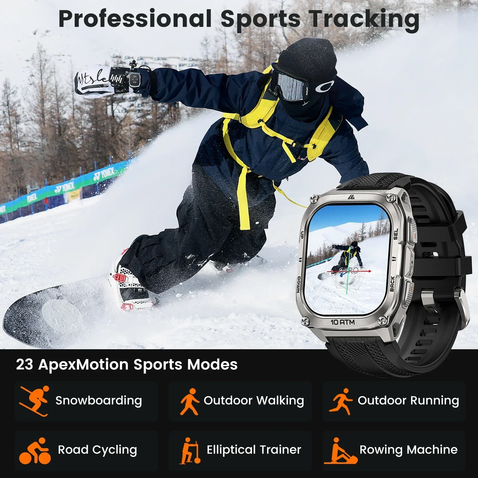 KOSPET Tank M4 ساعة ذكية من الفولاذ المقاوم للصدأ 6Sat GPS خرائط غير متصلة بالإنترنت 10ATM مقاومة للماء 45M Dive 24/7 مراقبة الصحة لنظام Android iOS