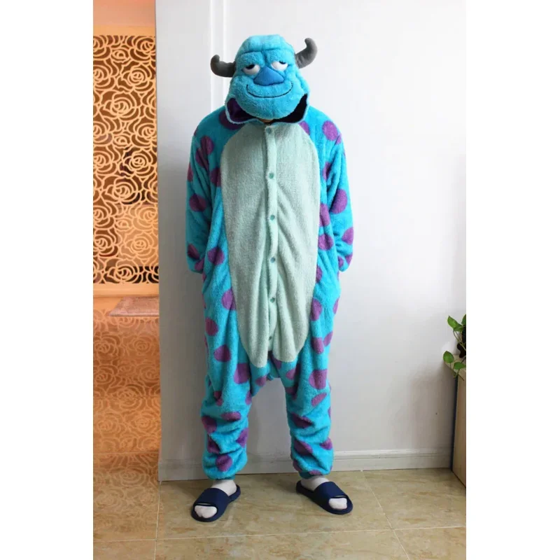 Monster James P. Sullivan and Mike Wazowski Kigurumi Adult's Cartoon Costume Sully Onesies Pajama For Halloween Carnival Party