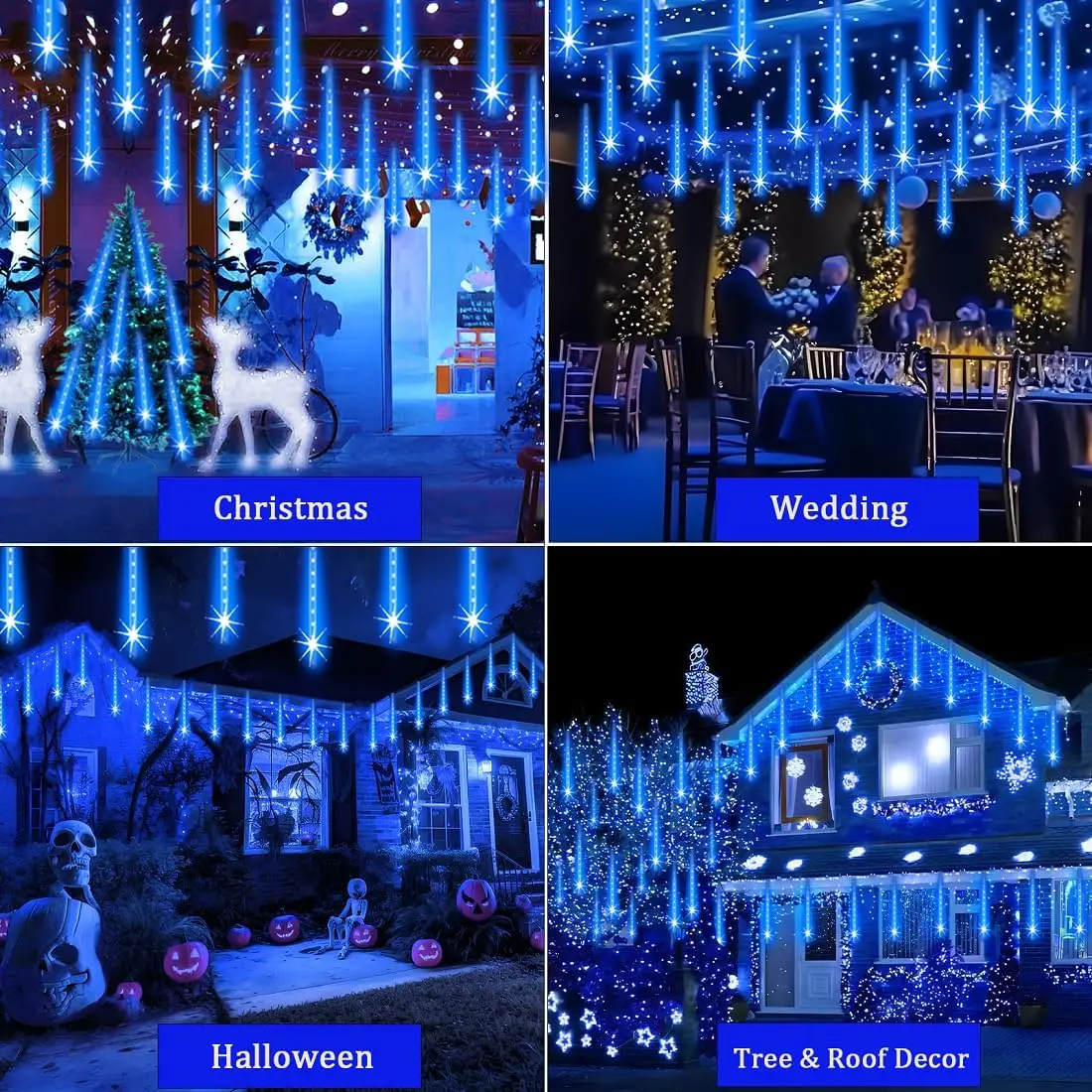 Solar-LED-Meteorschauer-Lichterkette für Außenbereich, Eiszapfen-Lichterkette für Weihnachtsbaum, Hochzeit, Party, Garten, Camping, Dekoration, Solarlampe – Detail 6