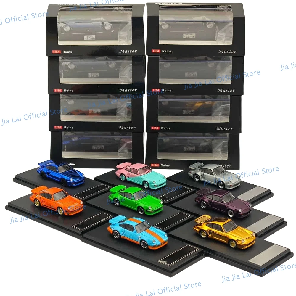 Maestro 1:64 Modelo de coche de juguete de aleación realista con cubierta de motor abierta, pieza de exhibición y regalo de estilo pájaro negro coleccionable, nuevo