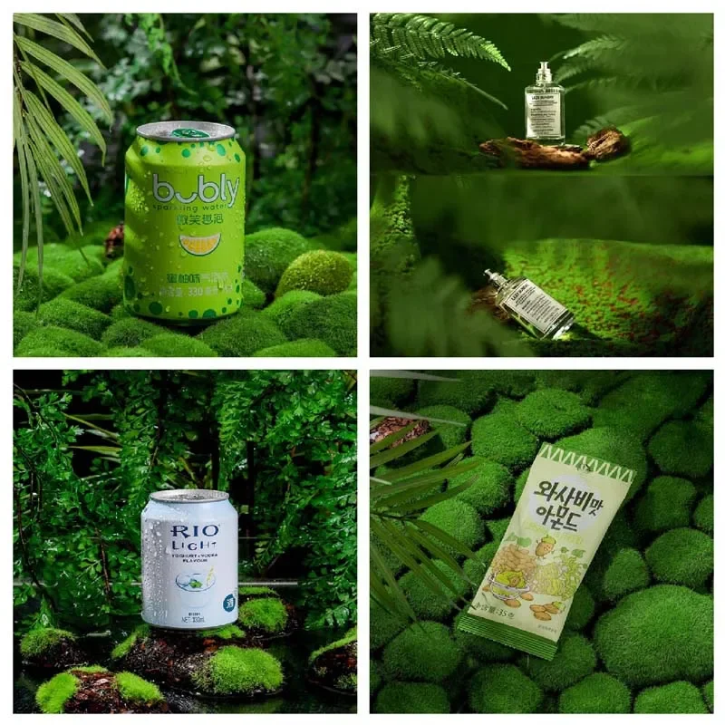 Symulacja mech kamień trawnik murawa zielona roślina fotografia leśna rekwizyty produkt zdjęcie tło rekwizyty