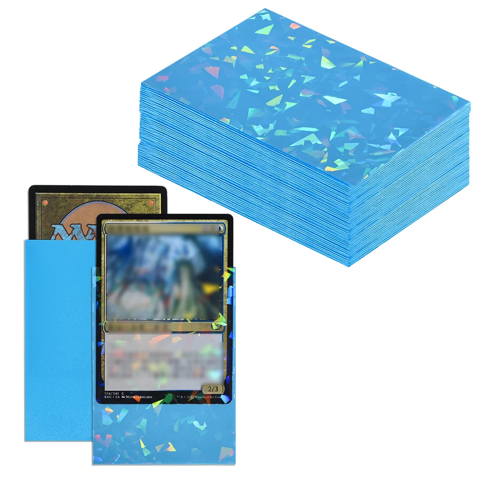 60PCS Holographic กระจกแตกการ์ด photcard Protector 66x91 มม.สําหรับ Magic TCG การ์ดเกม, anti-Scratch ระยิบระยับฟอยล์