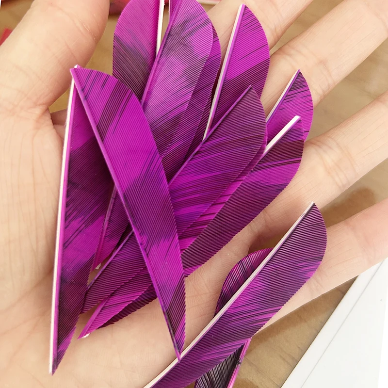 100Pcs 3Inch Turkey Feather Fletching for Arrow Archery Vanes Hunting Turkey Arrow Fletching Ink Painting Right Wing