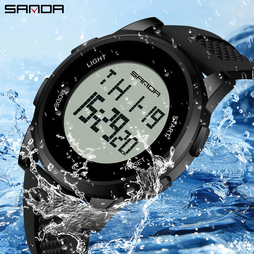 Fashion Sanda 9067 Top Brand Luxury Led Stopwatch Waterproof Male Electronic Clock Digital Men Military Army Sport Wrist Watches