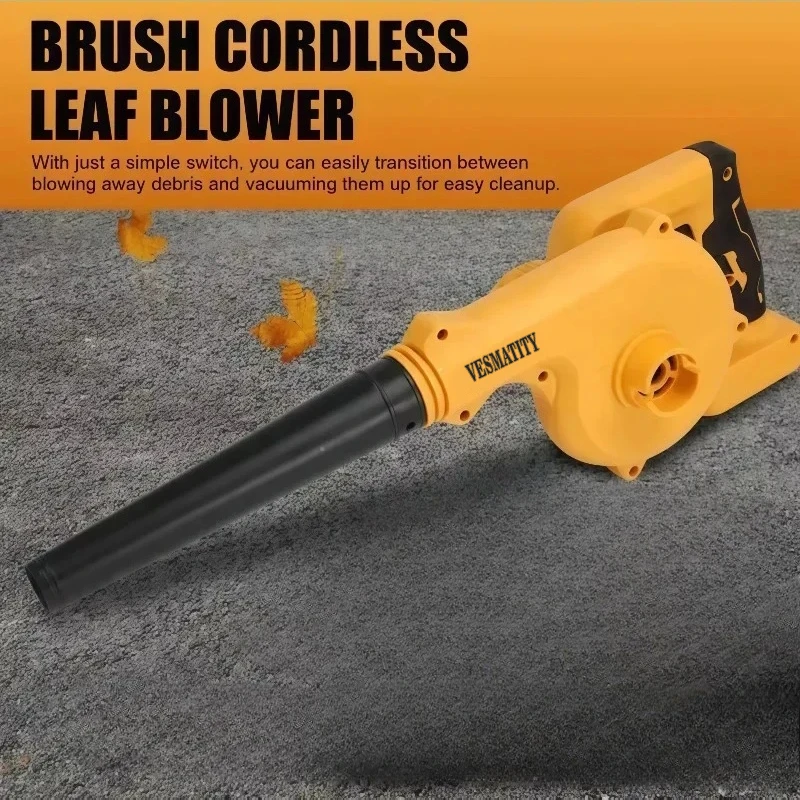 Cordless Leaf Blower Electric Jobsite Air Blower 2-in-1 Handle Electric Blower and Vacuum Cleaner for Dewalt Battery Pin