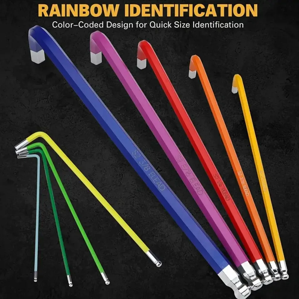 Allen Key Set L Wrench Kit For Allen Screw 9PCS Long Arm Hex Key Set 1.5mm To 10mm Hexagon Spanner Hand Tools For Bicycle Repair