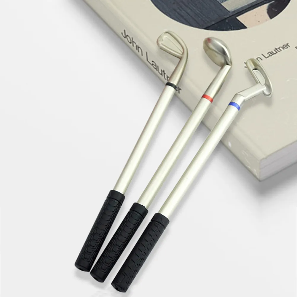 

3pcs Golf Gift Pen Alloy Creative Ballpoint Pen Mini Putter Desk Decoration Office Stationery Souvenirs For Birthday Wedding