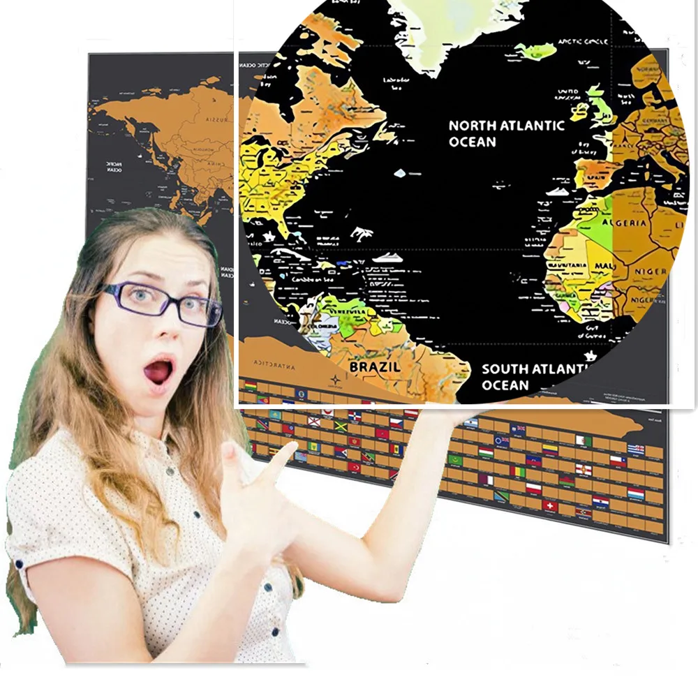 Grande Carte du Monde à Gratter – Décoration Murale pour la Maison et le Bureau – Affiche Atlas Aventure – Suivi des Voyages – Cartographie – Souvenir – Cadeau