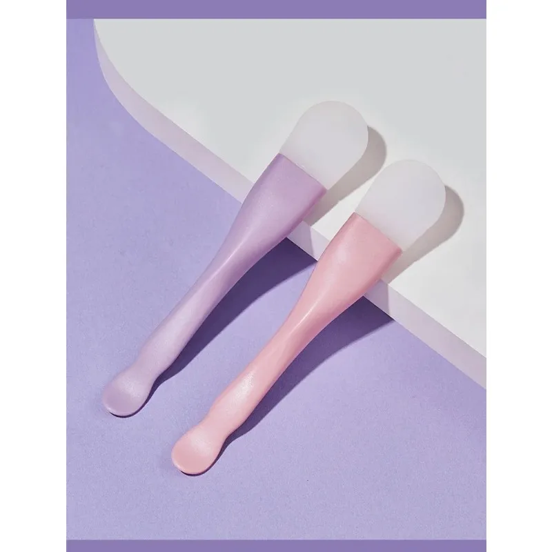 فرشاة قناع الوجه من السيليكون برأس ناعم مع مكشطة متكاملة ذات الاستخدام المزدوج فرشاة فيلم الطين DIY أداة ضبط الجمال للعناية بالبشرة