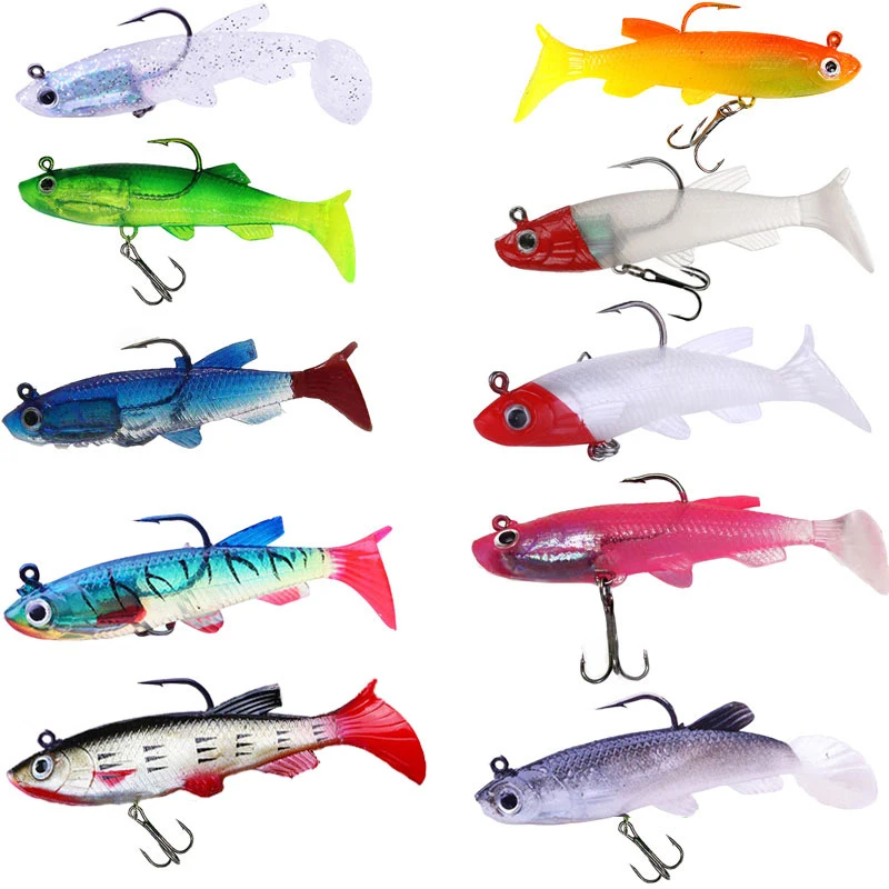 1PCS 8cm 12-14g Lead Head Soft Bait Sinking Wobblers Fish Lure Artificial Silicone Fish Bait Fishing Tackle  For Pike Swimbait